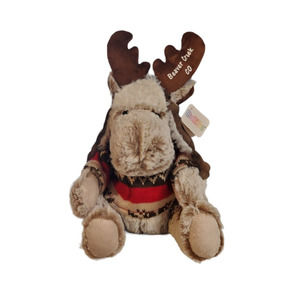 DolliBu Plush Moose Stuffed Animal w/Sweater and Hat Holliday Winter Toy 11"